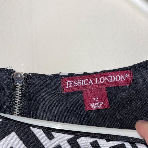 Jessica London Womens Geometric Print Black & White Dress Size 22 - Picture 4 of 6